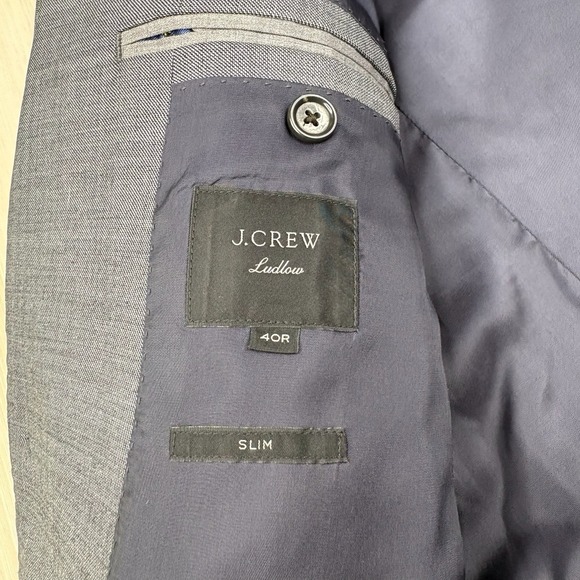 J. Crew Ludlow 4 Season Wool Suit Blazer Mens Size 40R Slim Fit Gray - Picture 4 of 14